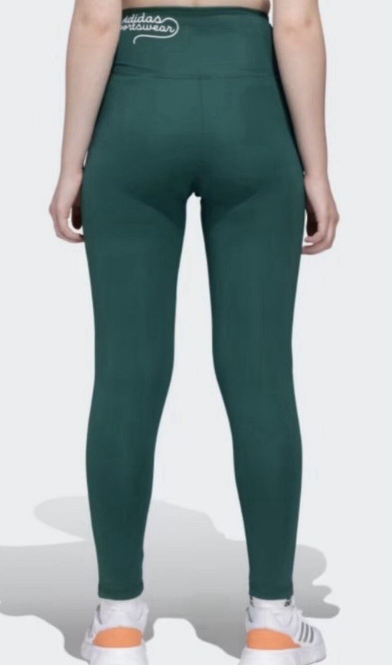 adidas Women’s Varsity Scribble Tights Medium Green White Star Logo Athletic
